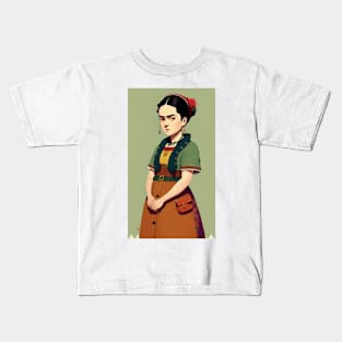 Young Frida's Whimsy: Cartoon Illustration Kids T-Shirt